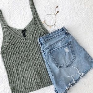 Moon & Madison Sage Green Knit Tank Top Sz Medium